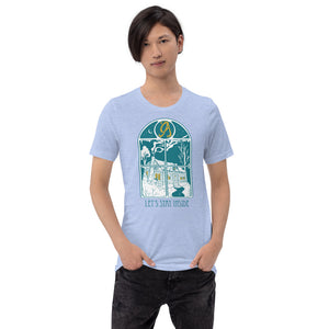 Let's Stay Inside Unisex T-Shirt (blue print)