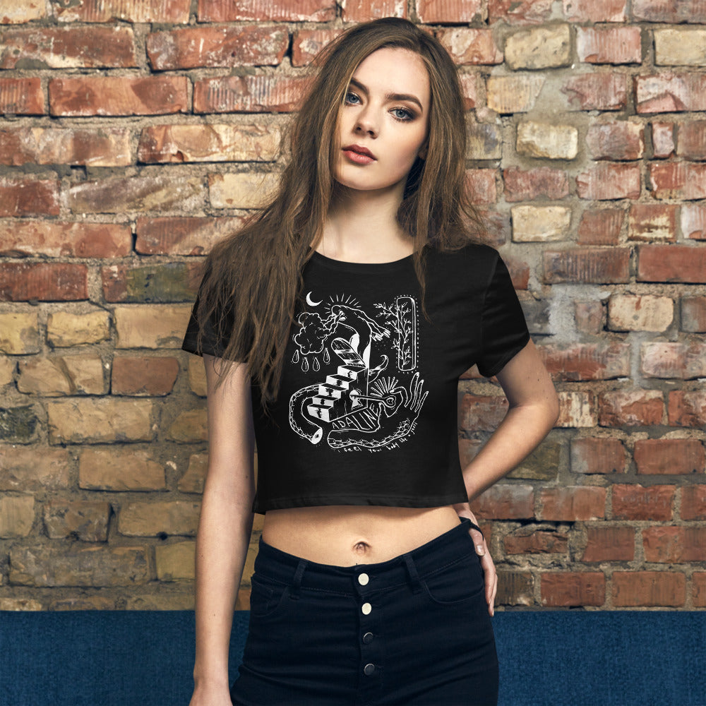Ghost Crop Top (white print)
