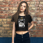 Load image into Gallery viewer, Let&#39;s Stay Inside Crop Top (white print)
