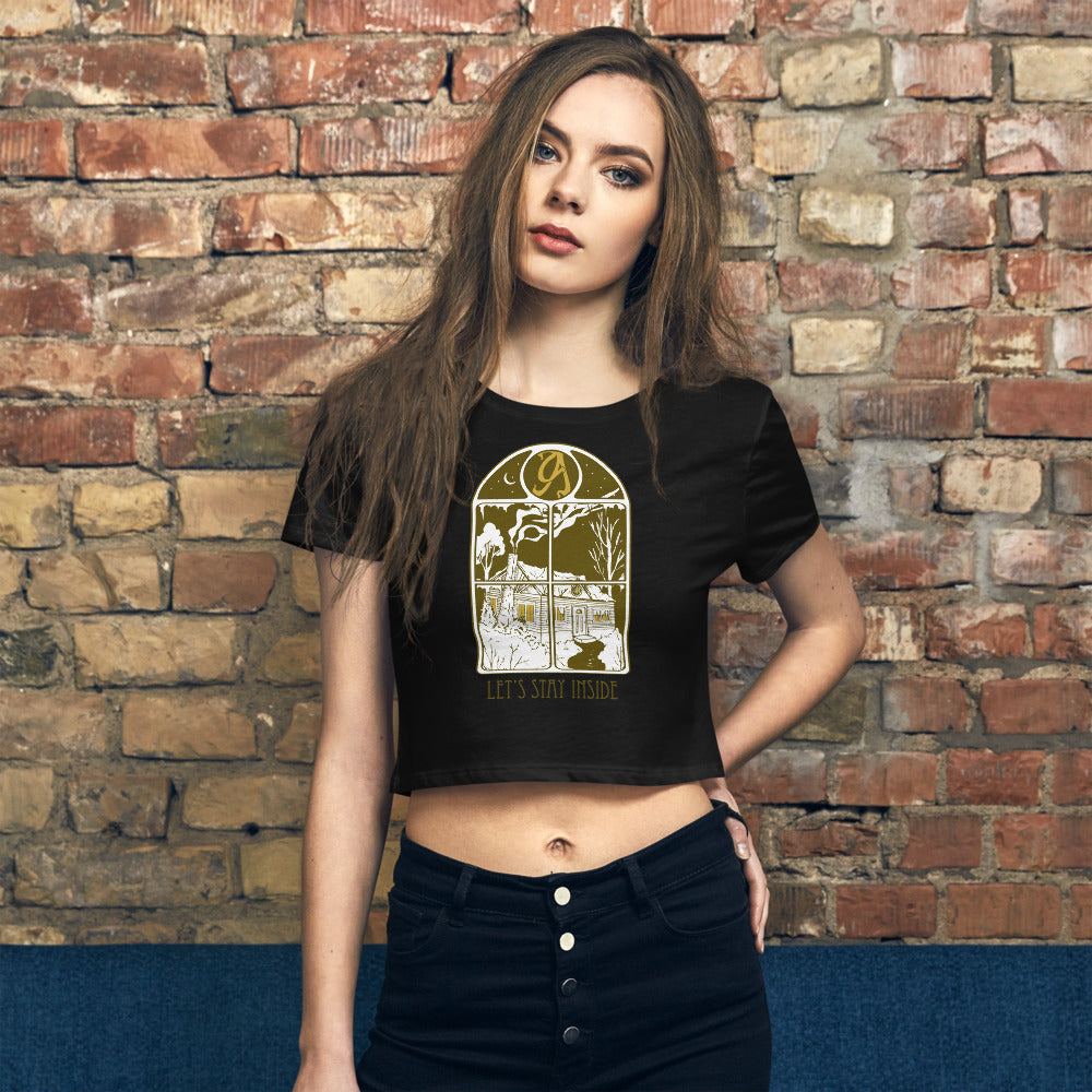 Let's Stay Inside Crop Top (vintage print)