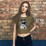 Load image into Gallery viewer, Let&#39;s Stay Inside Crop Top (white print)
