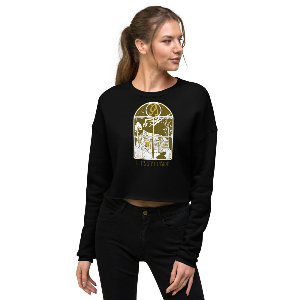Let's Stay Inside Crop Crewneck (vintage print)